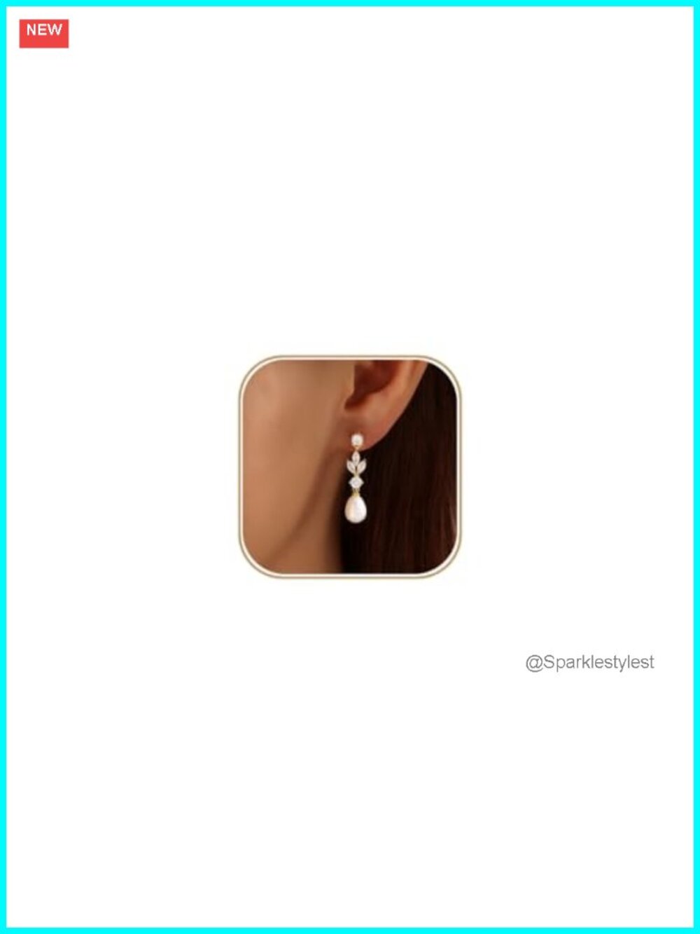 Pearl Drop Earrings 14k Gold Plated Diamond Dangle Wedding Jewelry